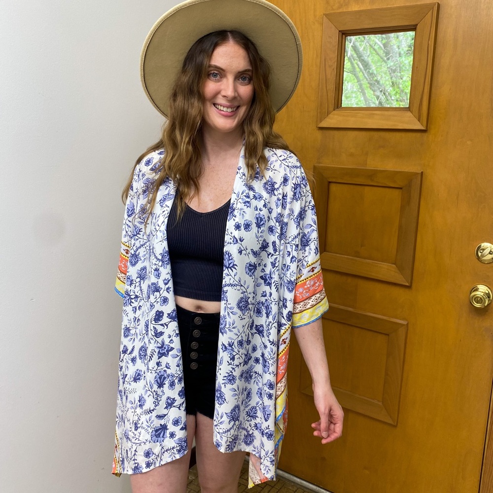 NWT Boho Floral Kimono Cover-up  Duster
